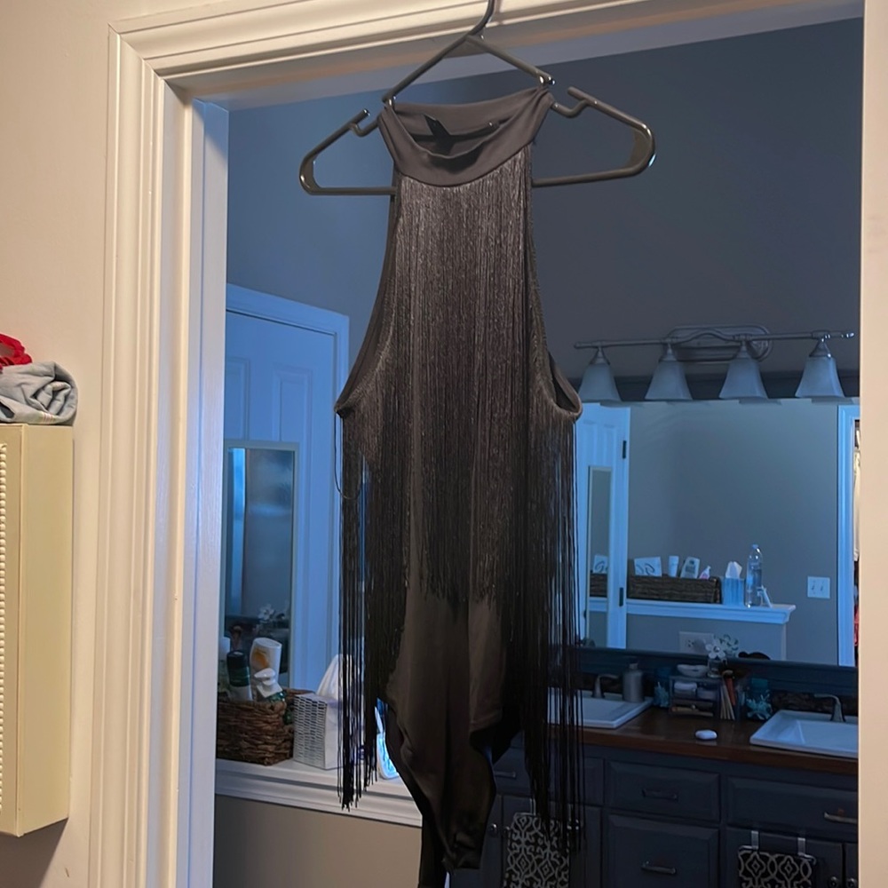 Black fringe bodysuit, SHEIN, size L